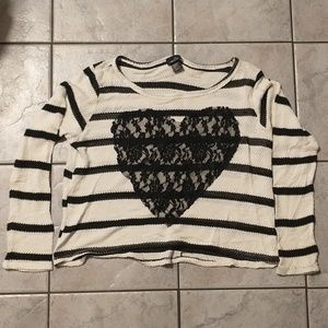 RUE 21 Striped Heart Sweater